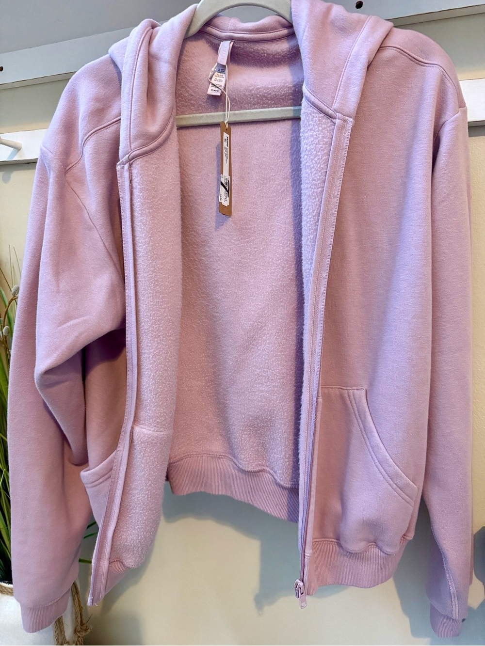 NWT🌸 SKIMS Dusk Pink Classic Cotton Fleece Zip Up Hoodie Jacket Sz M Medium New - Picture 2 of 7
